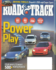 ROAD & TRACK 2011 JAN - A 6-8-10-12 DUEL, VEYRON, R8 SPYDER, M56 vs E550